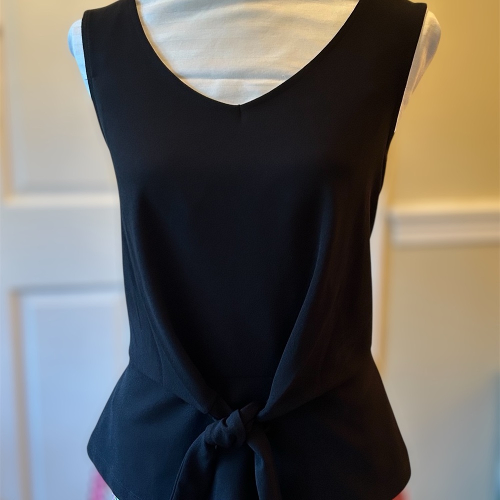Talbots Black Sleeveless Tie-Front Tank Top